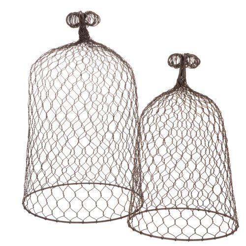 Decorative metal bell, climbing aid, wire hood, brown, rust finish, H50/41cm Ø30/25cm, set of 2 buy online | Floristik24.co.uk