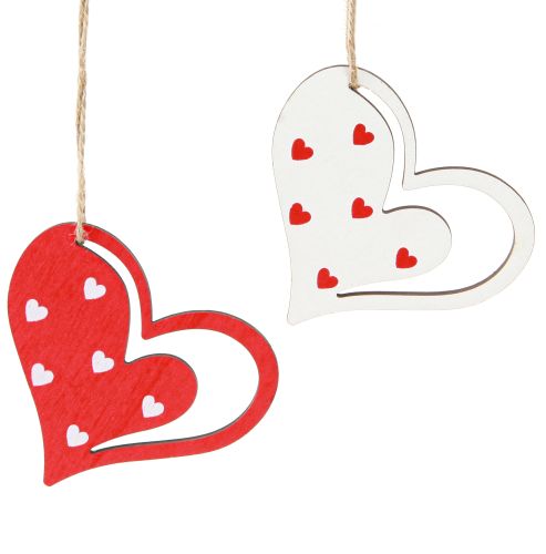 Floristik24 Decorative Hanging Heart Decoration for Mother&#39;s Day Red White 7.5cm 12 Pcs