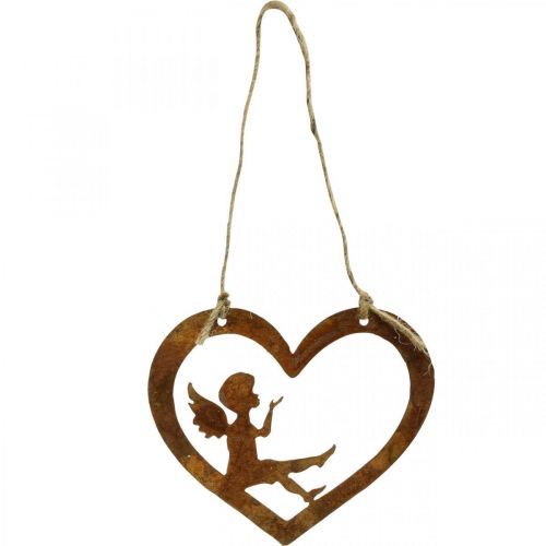 Product Deco hanger metal patina deco heart angel Ø15cm 6pcs