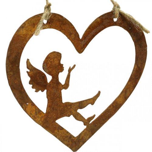 Product Deco hanger metal patina deco heart angel Ø15cm 6pcs