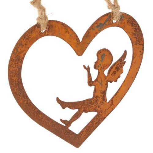 Decorative metal hanging ornaments, rusted finish, heart-shaped angel design, Ø15cm, 6 pieces buy online | Floristik24.co.uk