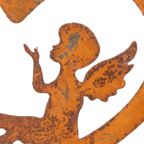 Decorative metal hanging ornaments, rusted finish, heart-shaped angel design, Ø15cm, 6 pieces | Floristik24.co.uk