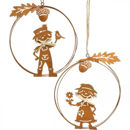 Product Decorative hanger rust autumn decoration decorative ring metal Ø13cm 4 pieces