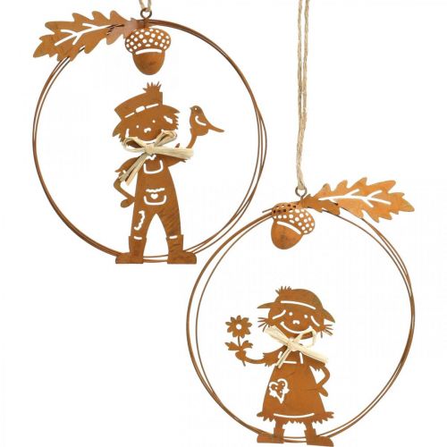 Product Decorative hanger rust autumn decoration decorative ring metal Ø13cm 4 pcs