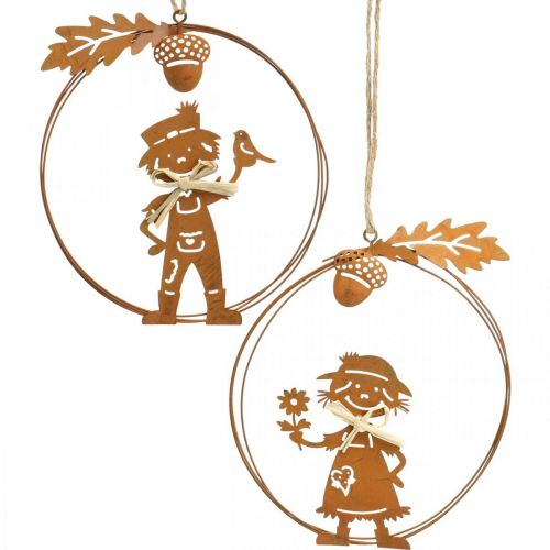 Floristik24 Decorative hanger rust autumn decoration decorative ring metal Ø13cm 4 pieces