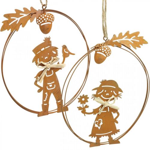 Product Decorative hanger rust autumn decoration decorative ring metal Ø13cm 4 pcs