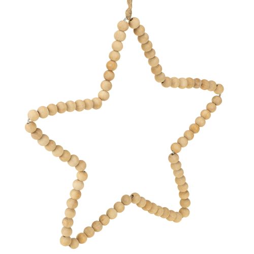 Product Deco hanger Christmas wooden beads heart star tree H20cm 3pcs
