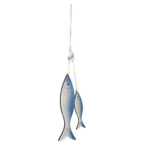 Decorative hanger fish blue white scales 11.5/20cm set of 2
