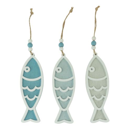 Floristik24 Decorative hanger fish wood hanging decoration maritime blue 12cm 9 pieces