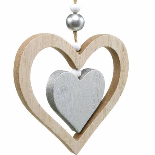 Product Decoration hanger heart flower butterfly nature, silver wood decoration 6pcs
