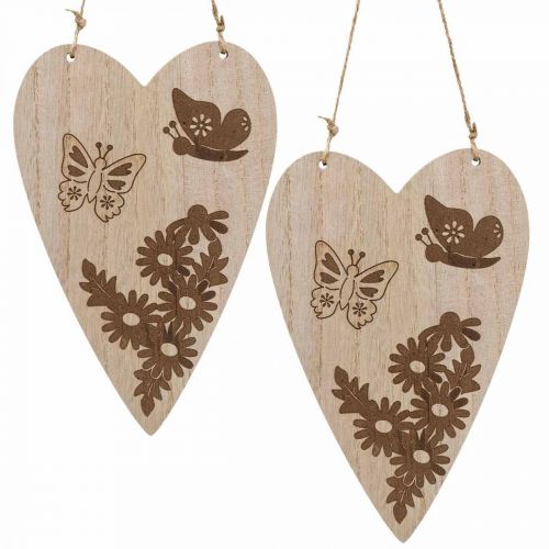 Product Deco hanger wood deco heart butterfly deco 13.5x20cm 6pcs