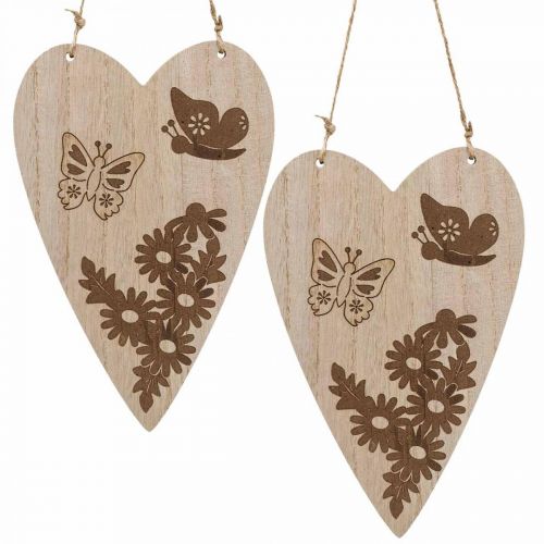 Floristik24 Deco hanger wood deco heart butterfly deco 13.5x20cm 6pcs