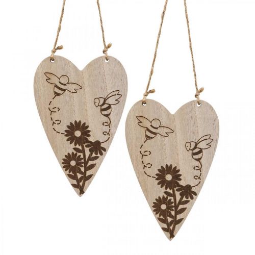 Decorative hanger wooden decorative hearts flowers bees decoration 10x15cm 6 pieces