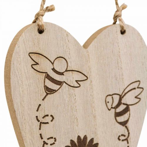 Decorative hanger wooden decorative hearts flowers bees decoration 10x15cm 6 pieces