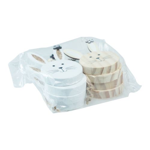 Product Decorative hanger wooden rabbit head natural white gold 10.5cm 8 pcs