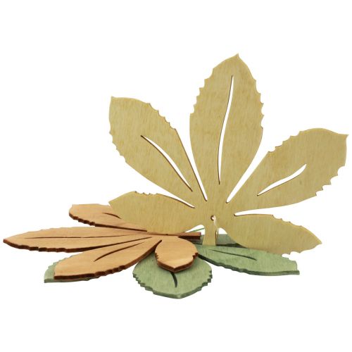 Product Decorative Hanging Wood Autumn Leaves Green Natural Brown 12x10cm 12 pcs