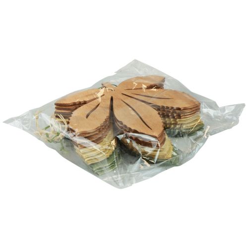 Product Decorative Hanging Wood Autumn Leaves Green Natural Brown 12x10cm 12 pcs