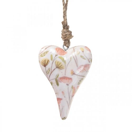 Floristik24 Deco hanger wooden heart deco hanger motif flowers 7x10x2.5cm