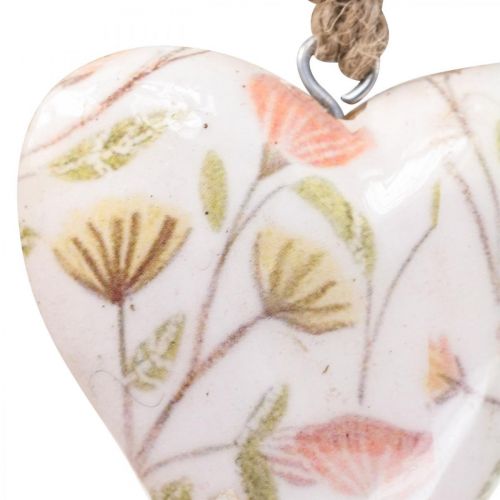 Floristik24 Deco hanger wooden heart deco hanger motif flowers 7x10x2.5cm
