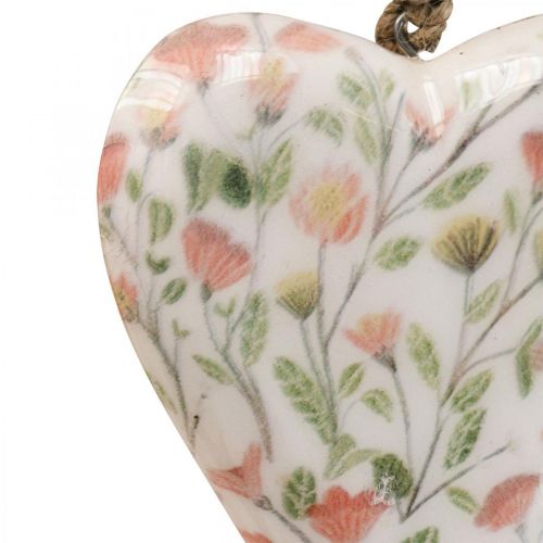 Floristik24 Deco hanger wooden heart deco hanger motif flowers 12x2.5x20xcm