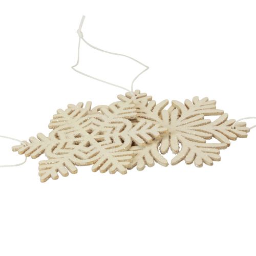 Floristik24 Deco hanger wood snowflakes deco white glitter Ø10cm 12pcs
