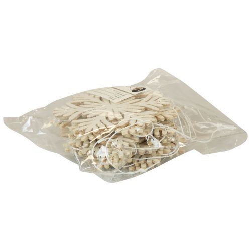 Floristik24 Deco hanger wood snowflakes deco white glitter Ø10cm 12pcs