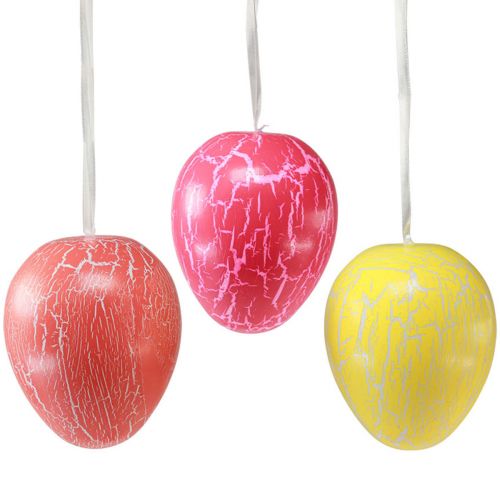 Floristik24 Decorative hanger Easter eggs yellow/pink/red craquelure Ø20cm 3pcs