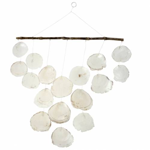 Product Maritime deco hanger shell wind chime on driftwood branch L65cm