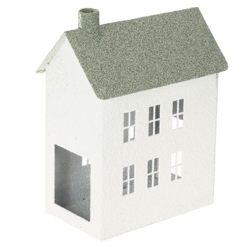 Decorative Metal House with Windows and Chimney, 22 cm, White buy online | Floristik24.co.uk