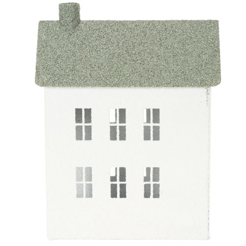 Decorative Metal House with Windows and Chimney, 22 cm, White | Floristik24.co.uk