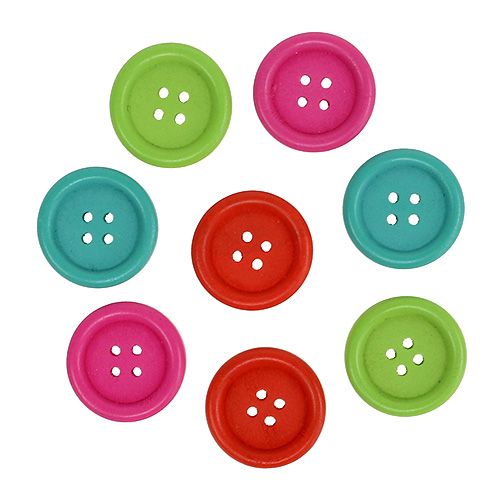 Floristik24 Decorative wooden buttons, colored assorted, Ø2.5cm, 72 pieces