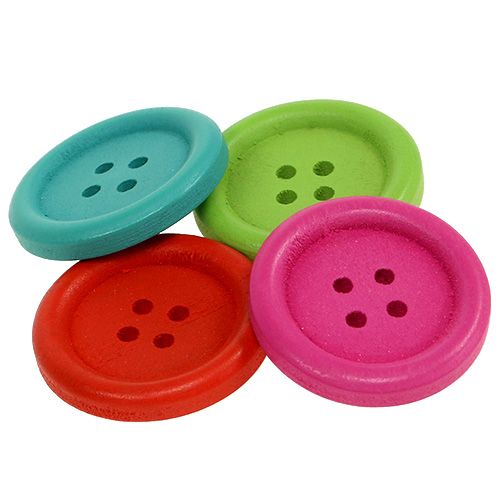 Floristik24 Decorative wooden buttons, colored assorted, Ø2.5cm, 72 pieces