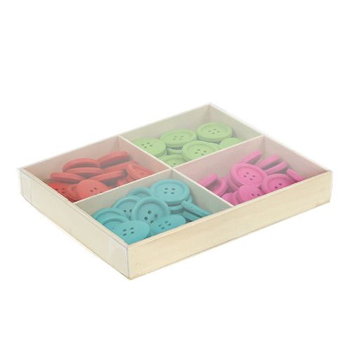 Floristik24 Decorative wooden buttons, colored assorted, Ø2.5cm, 72 pieces