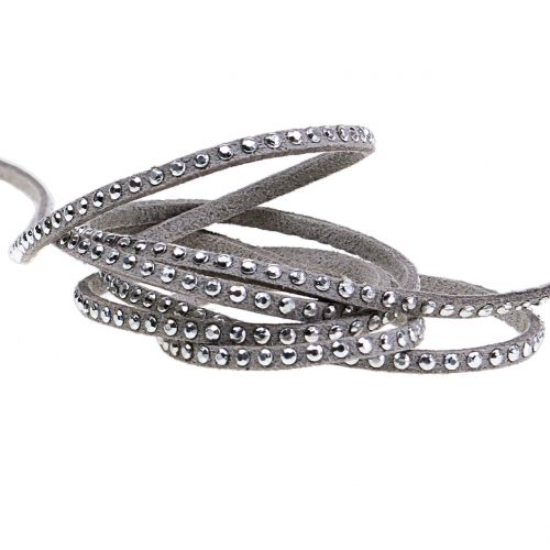 Floristik24 Deco cord leather strap gray with rivets 3mm 15m