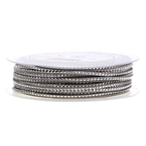 Floristik24 Deco cord leather strap gray with rivets 3mm 15m