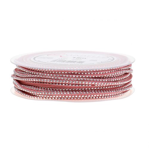 Product Deco cord leather strap pink with rivets 3mm 15m
