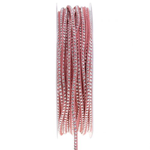 Deco cord leather strap pink with rivets 3mm 15m