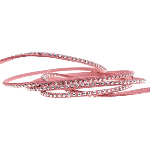 Product Deco cord leather strap pink with rivets 3mm 15m
