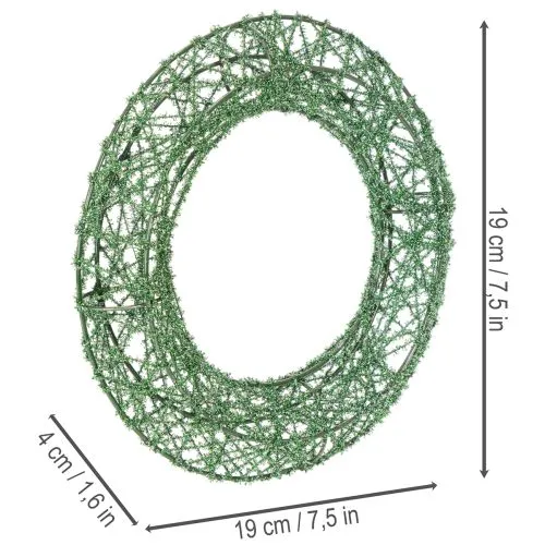 Green Metallic Wire Mesh Wreath Set for DIY Projects, 19cm, 2 Pieces | Floristik24.co.uk