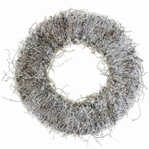 Decorative wreath nature, vine wreath, natural wreath Ø45cm snowed