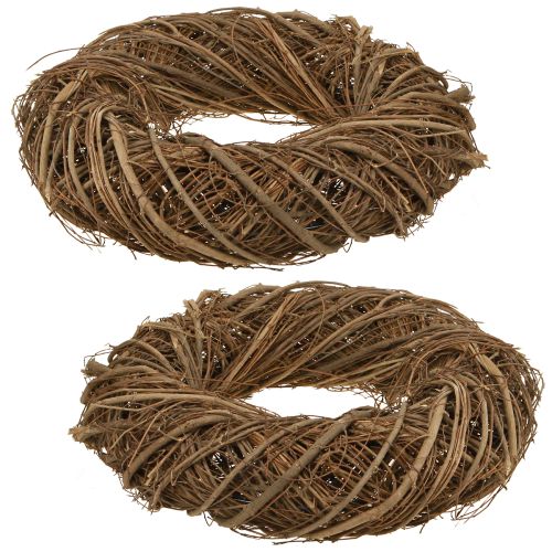 Product Decorative wreath made of elm branches in natural Ø28–30cm H6.5cm 2pcs