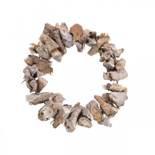 Decorative wreath natural wreath root wood deco nature white Ø26cm