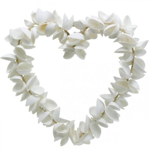 Floristik24 Seashell heart, maritime Valentine&#39;s Day decoration, decorative heart made of shells, sea decoration 34×34cm