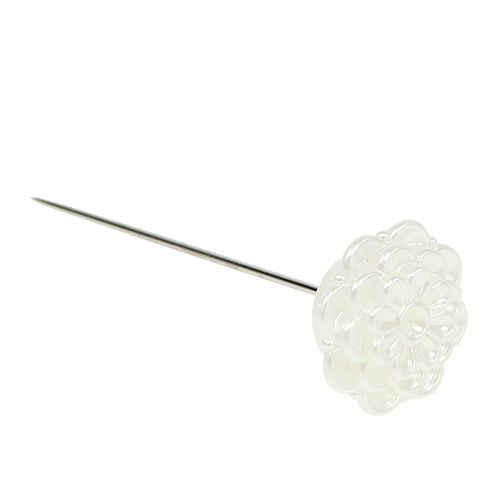 Floristik24 Decoration needle flower white Ø2cm H6cm 24pcs