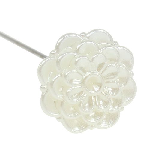 Product Decoration needle flower white Ø2cm H6cm 24pcs