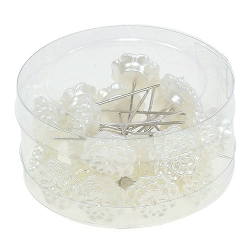 Floristik24 Decorative pin flower white Ø2cm H6cm 24 pcs