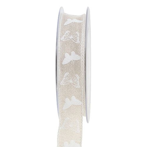 Floristik24 Decorative ribbon linen ribbon with pattern 25mm 15m
