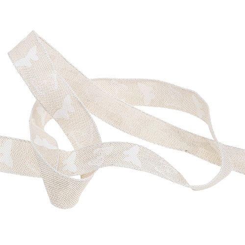 Product Decorative ribbon linen ribbon with pattern 25mm 15m