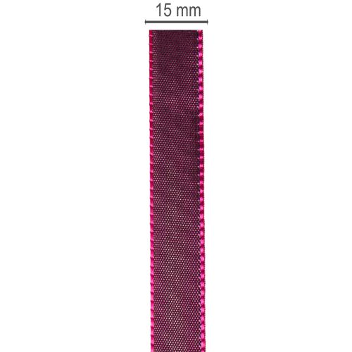Berry-Coloured Taft Ribbon 15mm x 50m with Woven Edge for Gift Wrapping and Decorations | Floristik24.co.uk