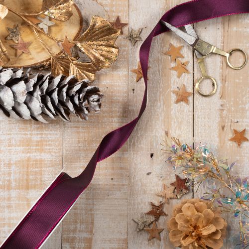 Product Purple Satin Effect Ribbon 25mm x 50m for Decoration and Crafting